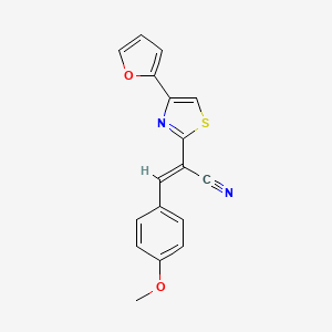 molecular formula C17H12N2O2S B2489172 (2E)-2-[4-(furan-2-yl)-1,3-thiazol-2-yl]-3-(4-methoxyphenyl)prop-2-enenitrile CAS No. 864869-26-1