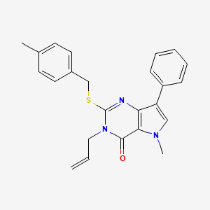 molecular formula C24H23N3OS B2489178 3-allyl-5-methyl-2-((4-methylbenzyl)thio)-7-phenyl-3H-pyrrolo[3,2-d]pyrimidin-4(5H)-one CAS No. 1111170-69-4