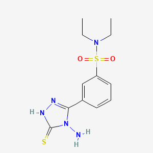 molecular formula C12H17N5O2S2 B2489180 3-(4-amino-5-sulfanyl-4H-1,2,4-triazol-3-yl)-N,N-diethylbenzene-1-sulfonamide CAS No. 726165-22-6