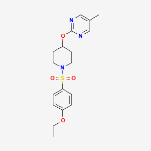 molecular formula C18H23N3O4S B2489184 2-[1-(4-Ethoxyphenyl)sulfonylpiperidin-4-yl]oxy-5-methylpyrimidine CAS No. 2380081-31-0