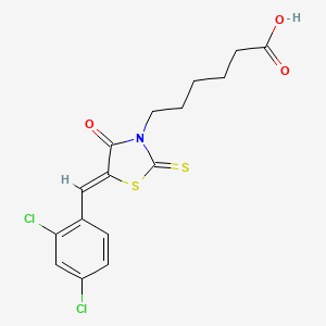6-[(5Z)-5-[(2,4-dichlorophenyl)methylidene]-4-oxo-2-sulfanylidene-1,3-thiazolidin-3-yl]hexanoic acid
