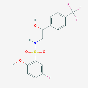 molecular formula C16H15F4NO4S B2489203 5-fluoro-N-(2-hydroxy-2-(4-(trifluoromethyl)phenyl)ethyl)-2-methoxybenzenesulfonamide CAS No. 1351620-63-7