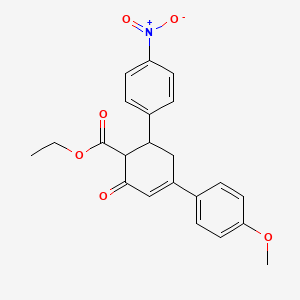 molecular formula C22H21NO6 B2489207 Ethyl 4-(4-methoxyphenyl)-6-(4-nitrophenyl)-2-oxocyclohex-3-ene-1-carboxylate CAS No. 851715-59-8