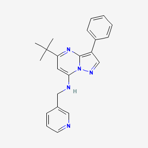 molecular formula C22H23N5 B2489216 5-tert-butyl-3-phenyl-N-(pyridin-3-ylmethyl)pyrazolo[1,5-a]pyrimidin-7-amine CAS No. 899411-81-5