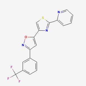 molecular formula C18H10F3N3OS B2489217 2-(4-{3-[3-(三氟甲基)苯基]-5-异噁唑基}-1,3-噻唑-2-基)吡啶 CAS No. 400079-71-2