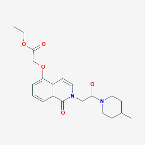 molecular formula C21H26N2O5 B2489221 Ethyl 2-[2-[2-(4-methylpiperidin-1-yl)-2-oxoethyl]-1-oxoisoquinolin-5-yl]oxyacetate CAS No. 868223-75-0