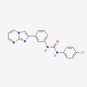 molecular formula C19H14ClN5O B2489225 1-(4-Chlorophenyl)-3-(3-imidazo[1,2-a]pyrimidin-2-ylphenyl)urea CAS No. 862811-90-3