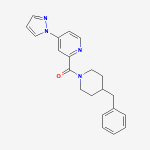 molecular formula C21H22N4O B2489236 (4-(1H-pyrazol-1-yl)pyridin-2-yl)(4-benzylpiperidin-1-yl)methanone CAS No. 1421504-57-5