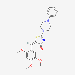 molecular formula C23H25N3O4S B2489237 (E)-2-(4-苯基哌嗪-1-基)-5-(2,4,5-三甲氧基苯基亚甲基)噻唑-4(5H)-酮 CAS No. 887891-10-3