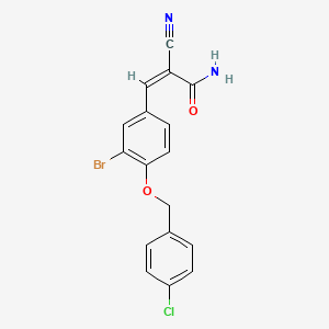 molecular formula C17H12BrClN2O2 B2489244 (Z)-3-[3-bromo-4-[(4-chlorophenyl)methoxy]phenyl]-2-cyanoprop-2-enamide CAS No. 444656-66-0