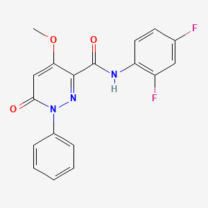 molecular formula C18H13F2N3O3 B2489248 N-(2,4-二氟苯基)-4-甲氧基-6-氧代-1-苯基-1,6-二氢吡啶并[2,3-b]吡啶-3-甲酰胺 CAS No. 1004639-90-0