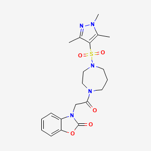 3-(2-oxo-2-(4-((1,3,5-trimethyl-1H-pyrazol-4-yl)sulfonyl)-1,4-diazepan-1-yl)ethyl)benzo[d]oxazol-2(3H)-one