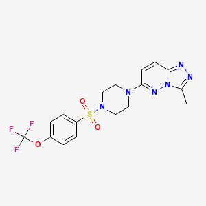 molecular formula C17H17F3N6O3S B2489265 3-Méthyl-6-(4-((4-(trifluorométhoxy)phényl)sulfonyl)pipérazin-1-yl)-[1,2,4]triazolo[4,3-b]pyridazine CAS No. 1021075-31-9