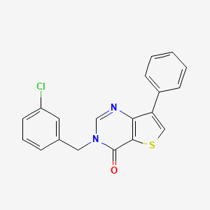 molecular formula C19H13ClN2OS B2489270 3-(3-chlorobenzyl)-7-phenylthieno[3,2-d]pyrimidin-4(3H)-one CAS No. 1105224-75-6