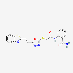 2-(2-((5-(2-(Benzo[d]thiazol-2-yl)ethyl)-1,3,4-oxadiazol-2-yl)thio)acetamido)benzamide