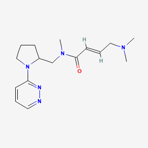 molecular formula C16H25N5O B2489273 (E)-4-(Dimethylamino)-N-methyl-N-[(1-pyridazin-3-ylpyrrolidin-2-yl)methyl]but-2-enamide CAS No. 2411322-59-1
