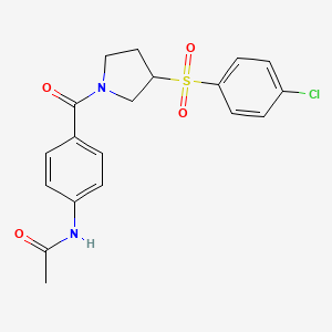 N-(4-(3-((4-chlorophenyl)sulfonyl)pyrrolidine-1-carbonyl)phenyl)acetamide