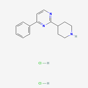 molecular formula C15H19Cl2N3 B2489278 4-Phenyl-2-(Piperidin-4-yl)pyrimidindihydrochlorid CAS No. 1228456-81-2