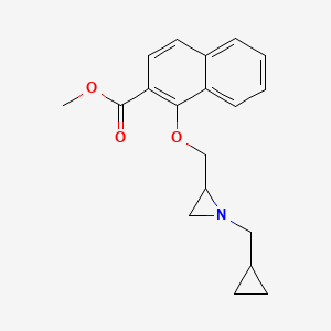 molecular formula C19H21NO3 B2489281 Methyl 1-[[1-(cyclopropylmethyl)aziridin-2-yl]methoxy]naphthalene-2-carboxylate CAS No. 2418719-87-4