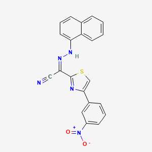 molecular formula C21H13N5O2S B2489283 (Z)-N'-(naphthalen-1-yl)-4-(3-nitrophenyl)thiazole-2-carbohydrazonoyl cyanide CAS No. 477195-78-1
