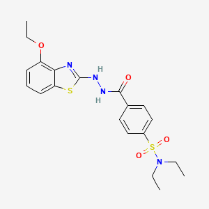 molecular formula C20H24N4O4S2 B2489291 4-(2-(4-ethoxybenzo[d]thiazol-2-yl)hydrazinecarbonyl)-N,N-diethylbenzenesulfonamide CAS No. 851978-56-8