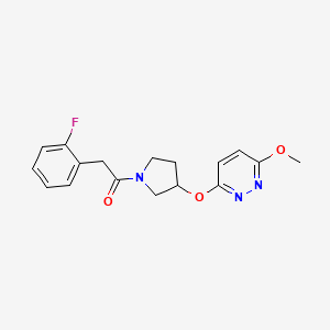 molecular formula C17H18FN3O3 B2489293 2-(2-Fluorophenyl)-1-(3-((6-methoxypyridazin-3-yl)oxy)pyrrolidin-1-yl)ethanone CAS No. 2034248-61-6
