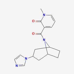 molecular formula C17H20N4O2 B2489301 3-((1R,5S)-3-(1H-imidazol-1-yl)-8-azabicyclo[3.2.1]octane-8-carbonyl)-1-methylpyridin-2(1H)-one CAS No. 2320853-41-4