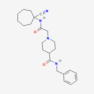 molecular formula C23H32N4O2 B2489307 N-benzyl-1-[2-[(1-cyanocycloheptyl)amino]-2-oxoéthyl]pipéridine-4-carboxamide CAS No. 1050553-81-5