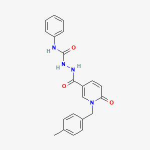 molecular formula C21H20N4O3 B2489320 1-[(4-methylphenyl)methyl]-6-oxo-N-[(phenylcarbamoyl)amino]-1,6-dihydropyridine-3-carboxamide CAS No. 1105206-70-9