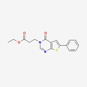 molecular formula C17H16N2O3S B2489331 ethyl 3-{4-oxo-6-phenyl-3H,4H-thieno[2,3-d]pyrimidin-3-yl}propanoate CAS No. 819847-41-1