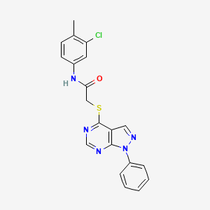 molecular formula C20H16ClN5OS B2489333 N-(3-氯-4-甲基苯基)-2-(1-苯基嘧啶并[3,4-d]嘧啶-4-基)硫代乙酰胺 CAS No. 483293-62-5