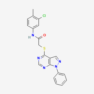 molecular formula C20H16ClN5OS B2489333 N-(3-Chlor-4-methylphenyl)-2-((1-Phenyl-1H-pyrazolo[3,4-d]pyrimidin-4-yl)thio)acetamid CAS No. 483293-62-5