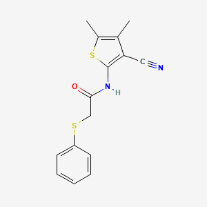 molecular formula C15H14N2OS2 B2489335 N-(3-cyano-4,5-dimethylthiophen-2-yl)-2-phenylsulfanylacetamide CAS No. 775296-99-6