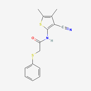 molecular formula C15H14N2OS2 B2489335 N-(3-cyano-4,5-dimethylthiophen-2-yl)-2-(phenylsulfanyl)acetamide CAS No. 775296-99-6