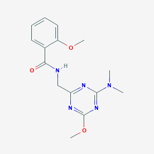 molecular formula C15H19N5O3 B2489336 N-((4-(dimethylamino)-6-methoxy-1,3,5-triazin-2-yl)methyl)-2-methoxybenzamide CAS No. 2034575-50-1