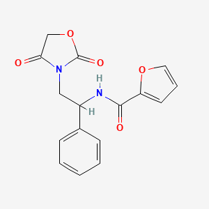 molecular formula C16H14N2O5 B2489338 N-(2-(2,4-dioxooxazolidin-3-yl)-1-phenylethyl)furan-2-carboxamide CAS No. 2034251-09-5