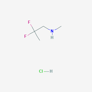 molecular formula C4H10ClF2N B2489345 2,2-二氟-N-甲基丙胺；盐酸盐 CAS No. 2170129-90-3