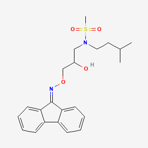 molecular formula C22H28N2O4S B2489353 N-(3-(((9H-fluoren-9-ylidene)amino)oxy)-2-hydroxypropyl)-N-isopentylmethanesulfonamide CAS No. 1021222-27-4