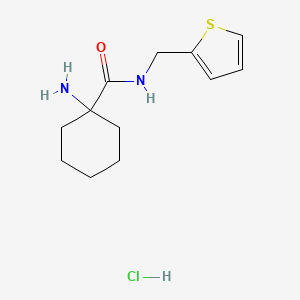 molecular formula C12H19ClN2OS B2489357 1-amino-N-(thiophen-2-ylmethyl)cyclohexane-1-carboxamide hydrochloride CAS No. 1423024-22-9