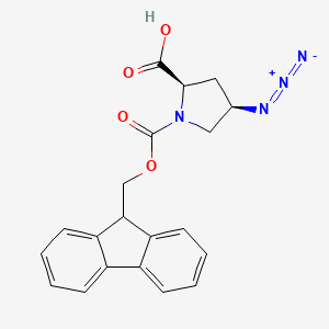 molecular formula C20H18N4O4 B2489365 Fmoc-D-脯氨酸(4-N3)-羟基 (2R,4R) CAS No. 1378847-51-8