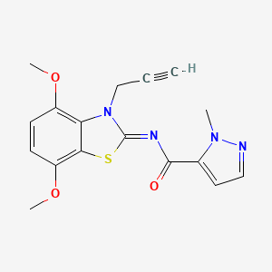 molecular formula C17H16N4O3S B2489366 (E)-N-(4,7-dimethoxy-3-(prop-2-yn-1-yl)benzo[d]thiazol-2(3H)-ylidene)-1-methyl-1H-pyrazole-5-carboxamide CAS No. 1173361-19-7