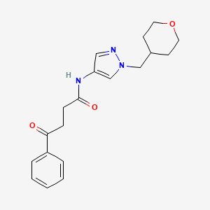 molecular formula C19H23N3O3 B2489369 4-oxo-4-phenyl-N-(1-((tetrahydro-2H-pyran-4-yl)methyl)-1H-pyrazol-4-yl)butanamide CAS No. 1705096-75-8