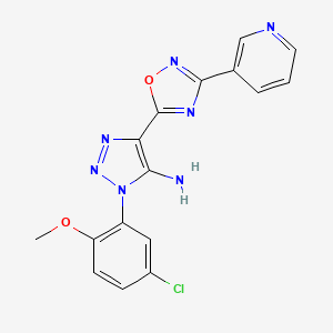 molecular formula C16H12ClN7O2 B2489371 3-(5-Chloro-2-methoxyphenyl)-5-(3-pyridin-3-yl-1,2,4-oxadiazol-5-yl)triazol-4-amine CAS No. 892765-62-7