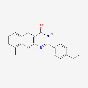 molecular formula C20H18N2O2 B2489376 2-(4-Ethylphenyl)-9-methyl-3,5-dihydrochromeno[2,3-d]pyrimidin-4-one CAS No. 902855-56-5