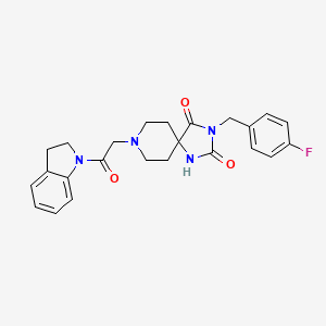 molecular formula C24H25FN4O3 B2489386 3-(4-氟苄基)-8-(2-(吲哚啉-1-基)-2-氧代乙基)-1,3,8-三氮杂螺[4.5]癸烷-2,4-二酮 CAS No. 941880-57-5