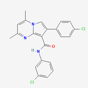 molecular formula C22H17Cl2N3O B2489389 N-(3-氯苯基)-7-(4-氯苯基)-2,4-二甲基吡咯并[1,2-a]嘧啶-8-甲酰胺 CAS No. 338419-69-5