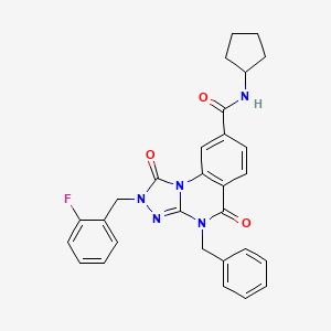 molecular formula C29H26FN5O3 B2489397 4-苄基-N-环戊基-2-(2-氟苄基)-1,5-二氧代-1,2,4,5-四氢[1,2,4]三唑并[4,3-a]喹唑啉-8-甲酰胺 CAS No. 1243061-57-5