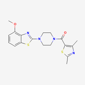 molecular formula C18H20N4O2S2 B2489403 (2,4-二甲基噻唑-5-基)(4-(4-甲氧基苯并[d]噻唑-2-基)哌嗪-1-基)甲酮 CAS No. 1172098-77-9