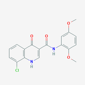 molecular formula C18H15ClN2O4 B2489404 8-氯-N-(2,5-二甲氧基苯基)-4-羟基喹啉-3-甲酰胺 CAS No. 951931-48-9