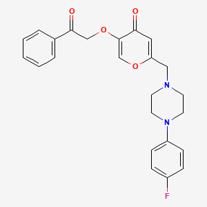 molecular formula C24H23FN2O4 B2489408 2-[[4-(4-Fluorophenyl)piperazin-1-yl]methyl]-5-phenacyloxypyran-4-one CAS No. 898457-01-7